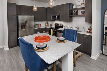 City view vinings apartments luxury kitchen with dark cabinetry